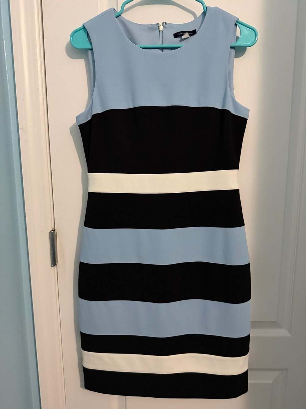 Tommy Hilfiger Scuba Crepe Colorblock Striped Sleeveless Sheath Dress Size 6
